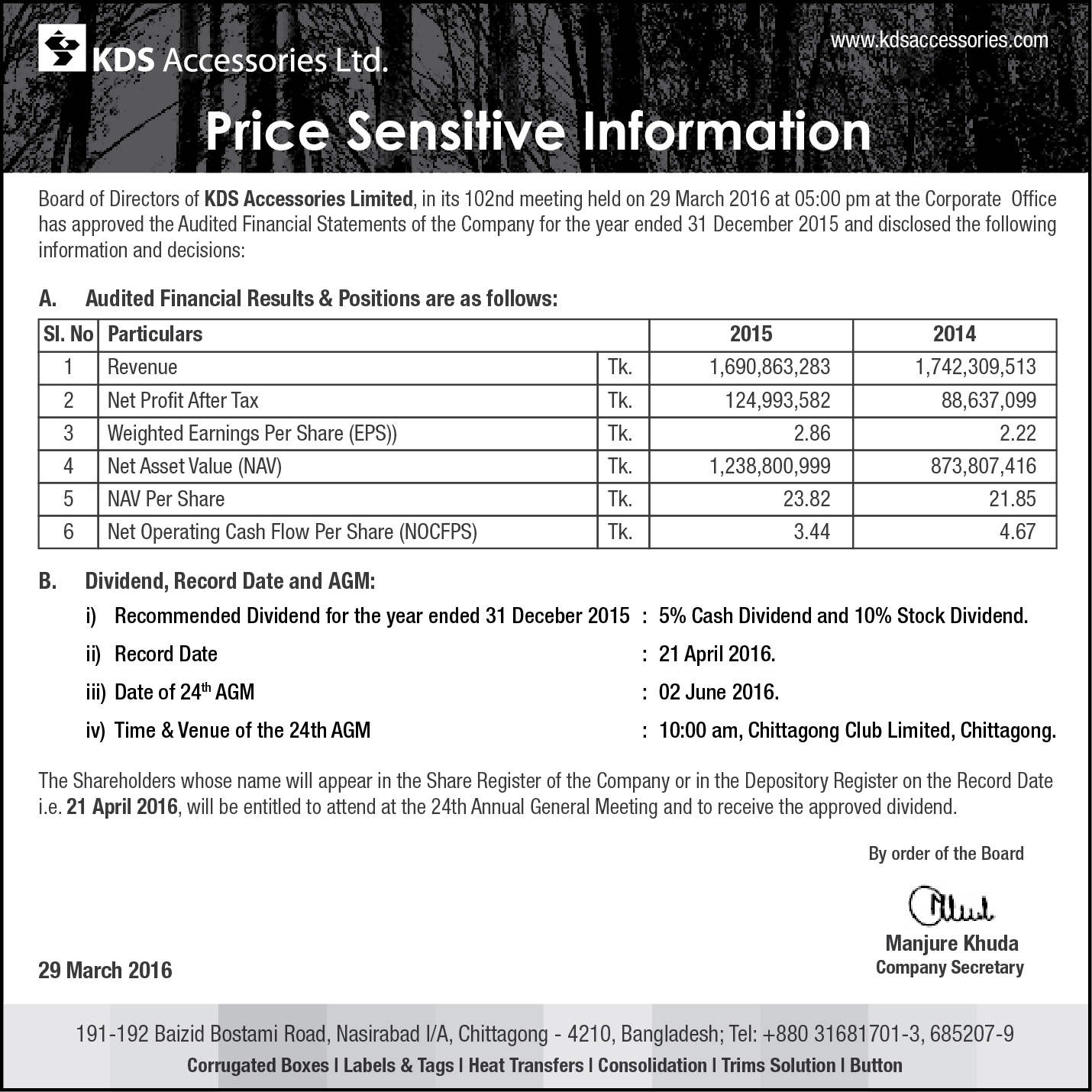 PSI of KDS Accessories Ltd.