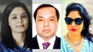 নাহিদা রুনাই, পিকে হালদার ও অন্তিকা বড়াল (বাম থেকে)